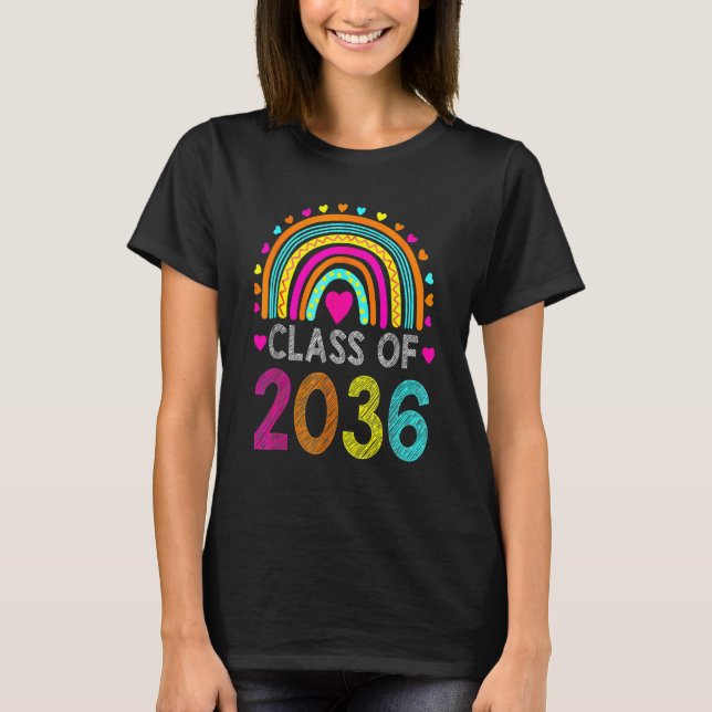 Class Of 2036 Rainbow Pre K Kindergarten Graduatio T-Shirt (Front)