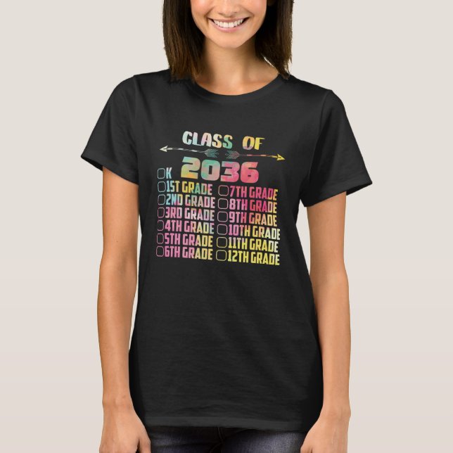 Class Of 2036 Students Handprint Checklist T-Shirt (Front)