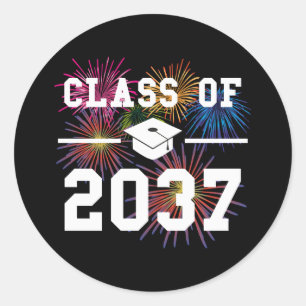 Class of 2037 First Day of School Grow with Me Classic Round Sticker