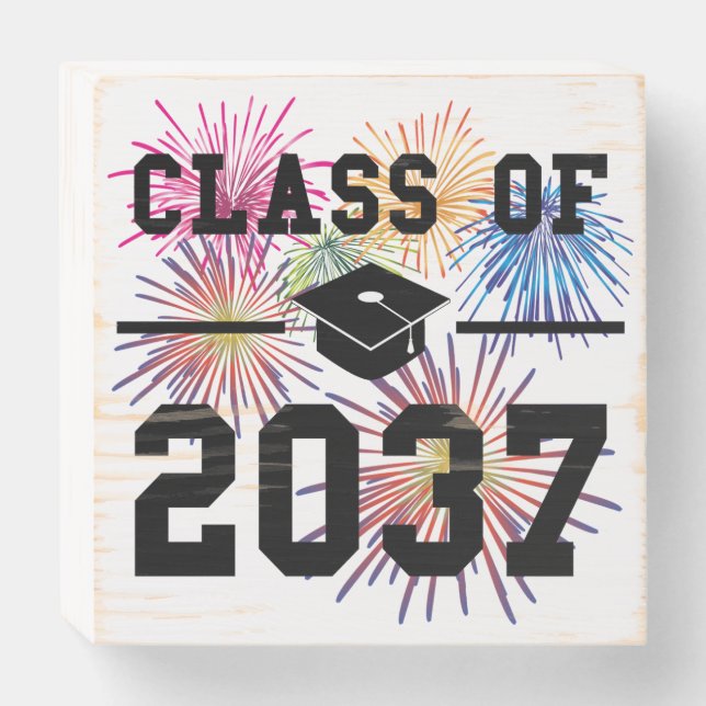 Class of 2037 First Day of School Grow with Me Wooden Box Sign (Front Horizontal)