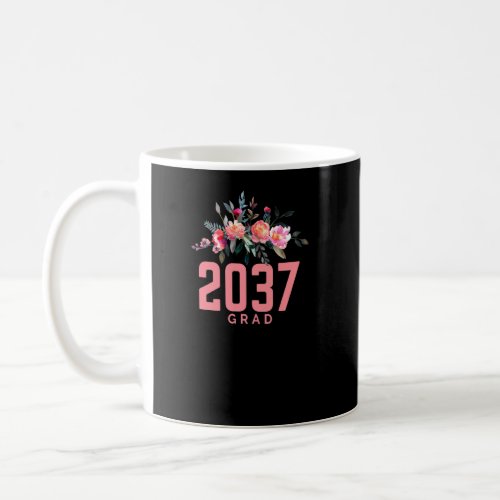 Class Of 2037 Freshman Grad Pink  Pretty Floral P Coffee Mug