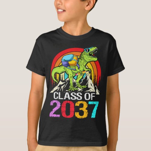 Class Of 2037 Grow With Me Dinosaur Back To School T_Shirt