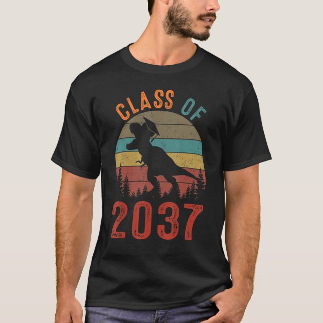 Class Of 2037 Kindergarten Dinosaurs Boys Kid Back T-Shirt (Front)