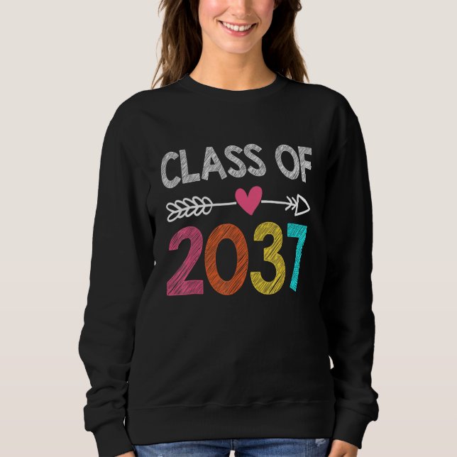 Class Of 2037 Kindergarten Pre K Grow With Me Grad Sweatshirt (Front)