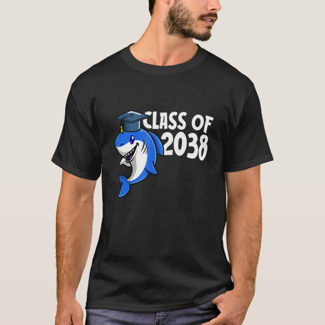 Class Of 2038 Shark Graduate Pre K Kindergarten Pr T-Shirt (Front)