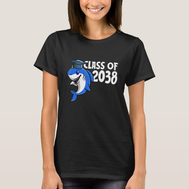 Class Of 2038 Shark Graduate Pre K Kindergarten Pr T-Shirt (Front)