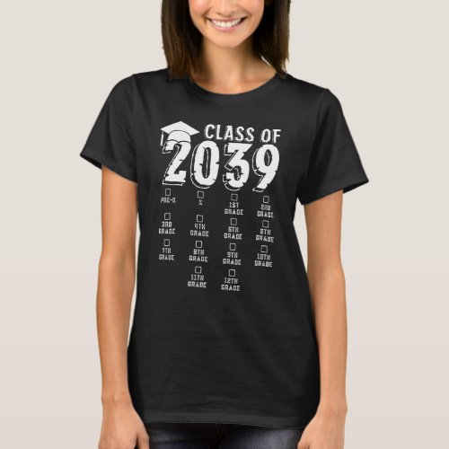 Class Of 2039 Grow With Me Kindergarten Pre K Grad T_Shirt