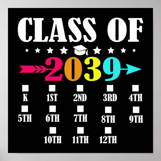 Class Of 2039 Kindergarten Graduation 12th Grade Poster (Front)