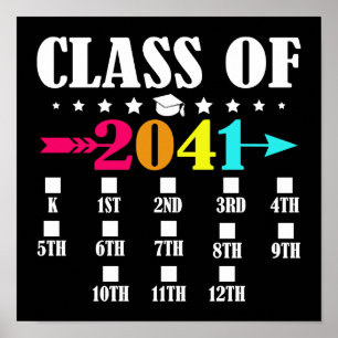 Class Of 2041 Kindergarten Graduation 12th Grade Poster