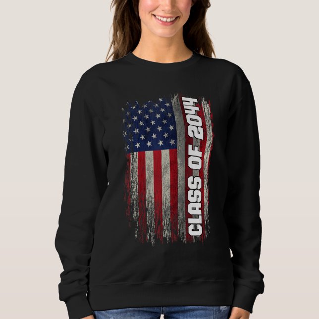 Class of 2044  Senior 2044 USA American Flag Sweatshirt (Front)