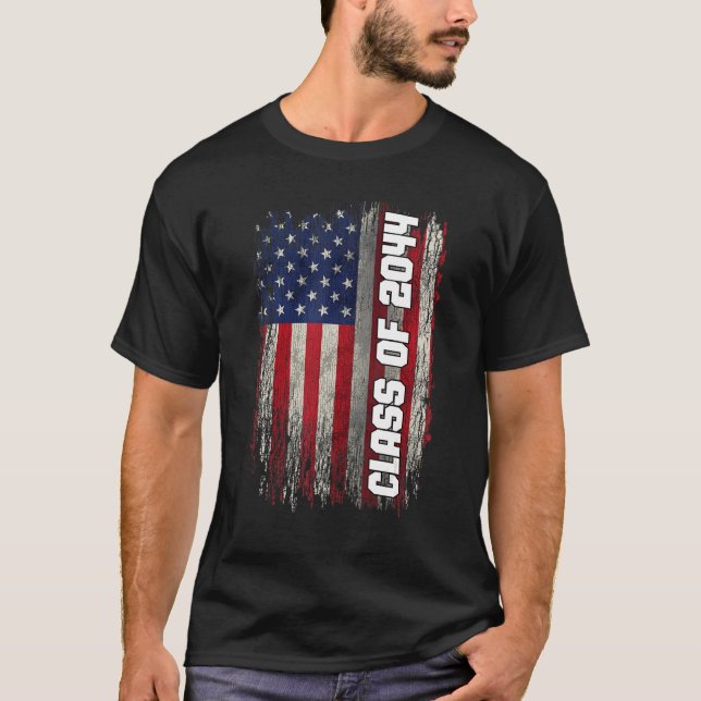Class of 2044  Senior 2044 USA American Flag T-Shirt (Front)