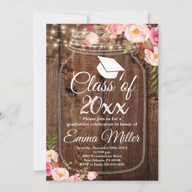 Class of 20XX - Boho Floral Graduation Invitation (Front)