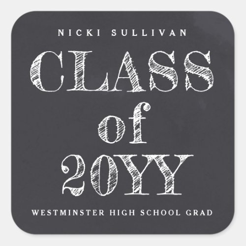 Class of 20XX chalkboard graduation stickers