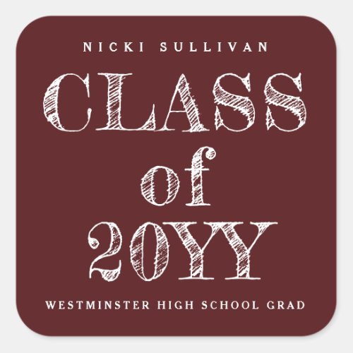 Class of 20XX chalkboard graduation stickers