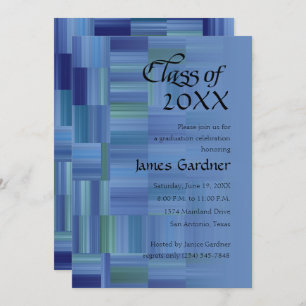 Class of 20XX Color Blocks and Stripes Blue Green Invitation