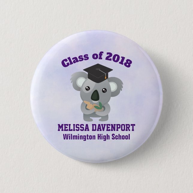 Class of 20xx Cute Koala Bear in Graduation Cap Button (Front)