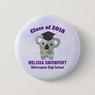 Class of 20xx Cute Koala Bear in Graduation Cap Button