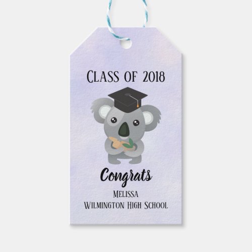 Class of 20xx Cute Koala Bear in Graduation Cap Gift Tags