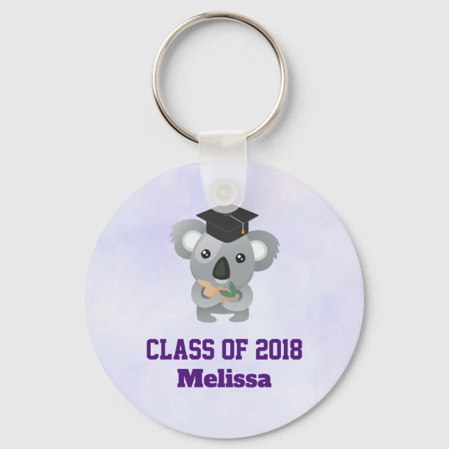 Class of 20xx Cute Koala Bear in Graduation Cap Keychain (Front)