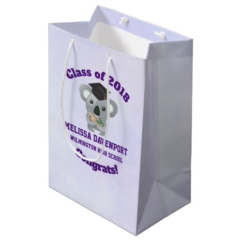 Class of 20xx Cute Koala Bear in Graduation Cap Medium Gift Bag