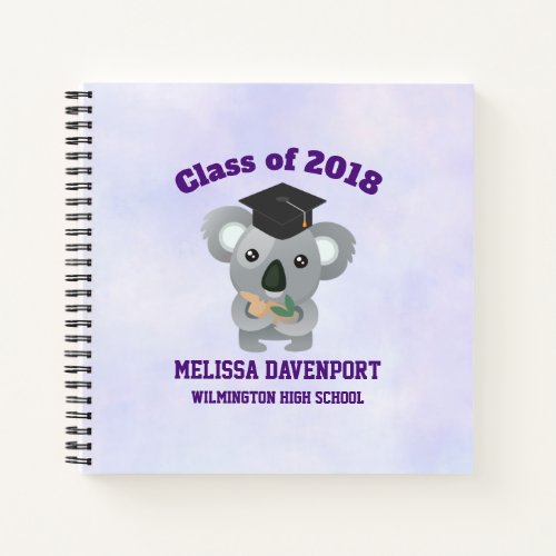 Class of 20xx Cute Koala Bear in Graduation Cap Notebook