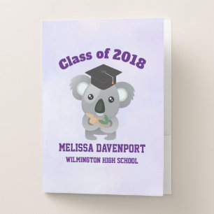 Class of 20xx Cute Koala Bear in Graduation Cap Pocket Folder