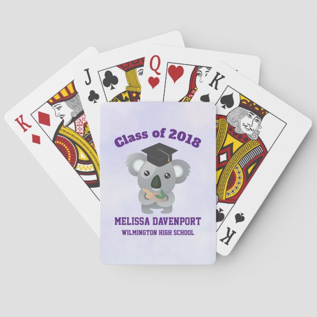 Class of 20xx Cute Koala Bear in Graduation Cap Poker Cards (Back)