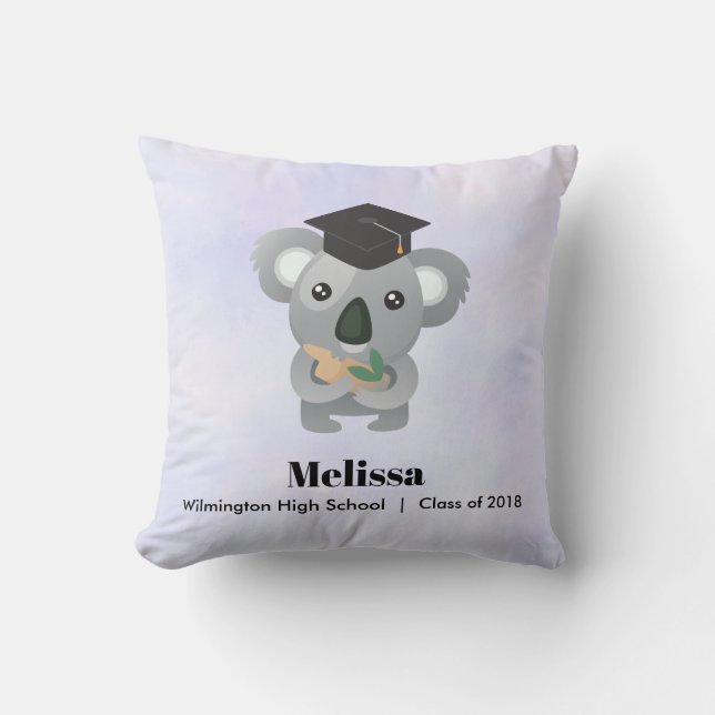 Class of 20xx Cute Koala Bear in Graduation Cap Throw Pillow (Front)