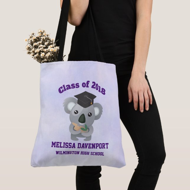 Class of 20xx Cute Koala Bear in Graduation Cap Tote Bag (Close Up)