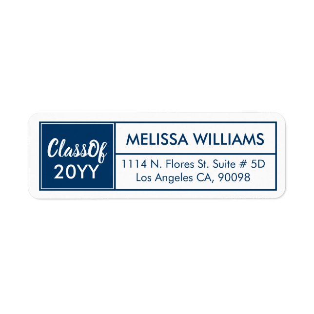 Class Of 20XX Geometric Blue Frame Label (Front)