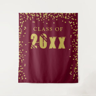 CLASS OF 20XX Gold Confetti Maroon Photo Backdrop