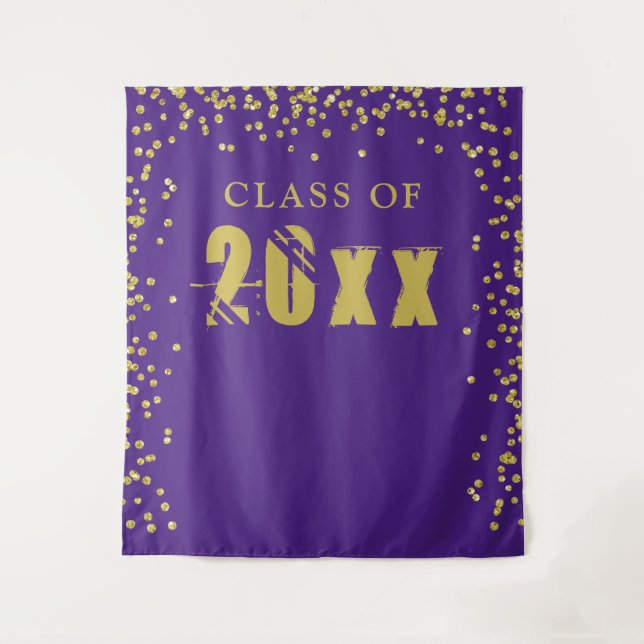 CLASS OF 20XX Gold Confetti Purple Photo Backdrop (Front)