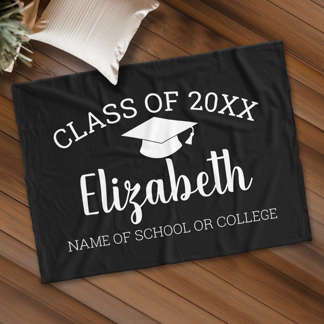 Class of 20xx Graduate Graduation Girly Script Fleece Blanket (Custom Fleece Blanket )