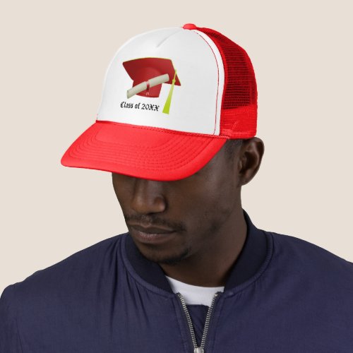 Class of 20XX Graduation Red Cap  Diploma Hat