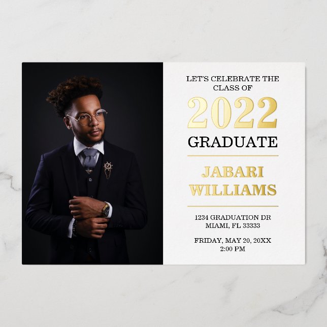 Class of 20XX Graduation, Your Photo Foil Invitation (Front)