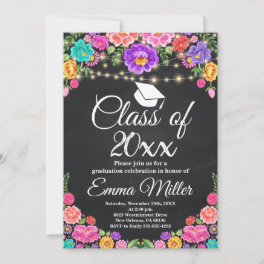 Class of 20XX Mexican Floral Chalkboard Graduation Invitation