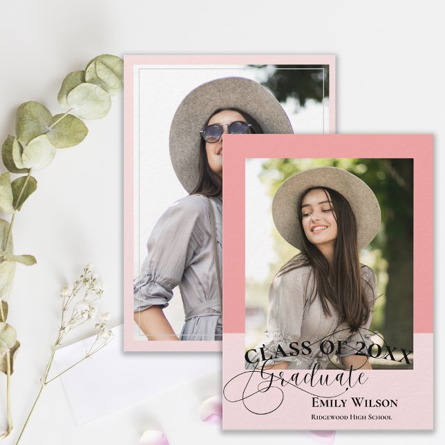 Class of 20XX Modern Photo Graduation Announcement (Class of 20XX Photo Graduation Announcement Card | Elegant Script Modern Design)