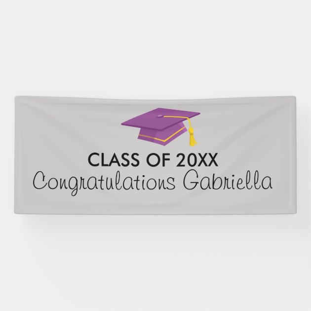 Class Of 20XX Purple Cap Graduation Banner