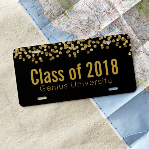 Class of 20xx with Faux Gold Glitter License Plate