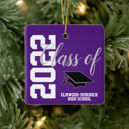 Class of 22 Personalized High School Graduation Ceramic Ornament