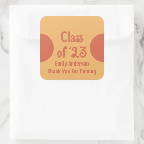 Class of 23 Orange and Orange_Red Graduation Square Sticker