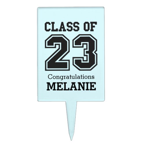 Class of 23 personalized congratulations light blu cake topper