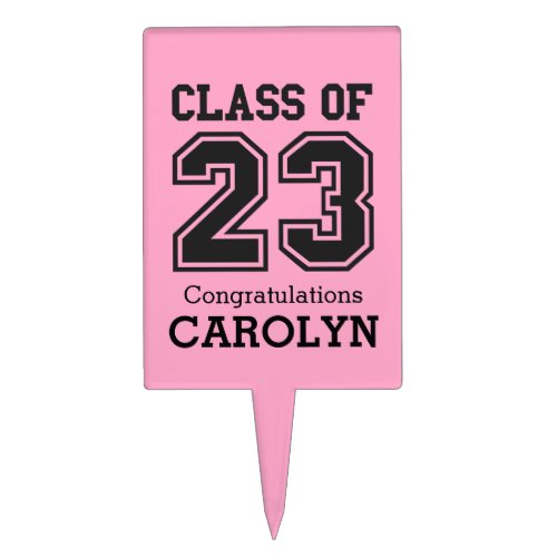 Class of 23 personalized congratulations pink cake topper