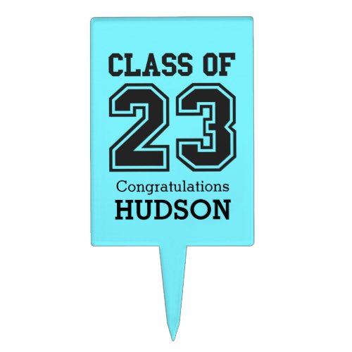 Class of 23 personalized congratulations turquoise cake topper