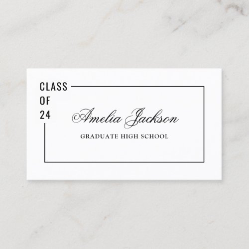 Class Of 24 Black  White Graduation Name Card