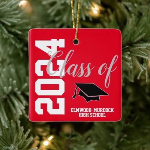 Class of 24 Personalized High School Graduation Ceramic Ornament