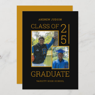 Class Of 24 Photo Bio School Colors Graduation Invitation