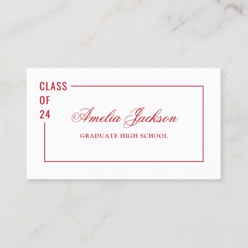 Class Of 24 Red  White Graduation Name Card
