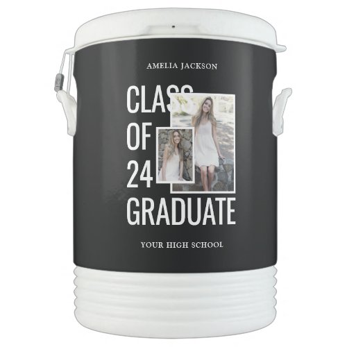 Class Of 24 With Photo Black  White Beverage Cooler
