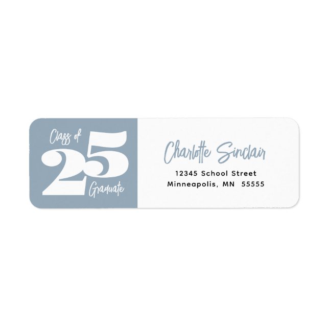 Class of 25 Graduate Blue Return Address Label (Front)